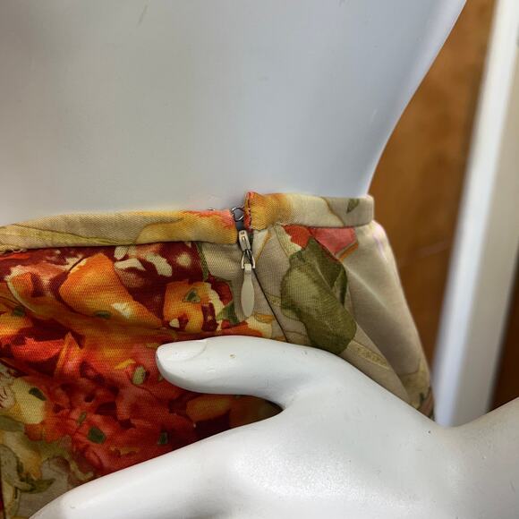 Talbots Women’s 10 Floral Midi Skirt Silk Wool Blend A-Line Lined Zip - Picture 3 of 9